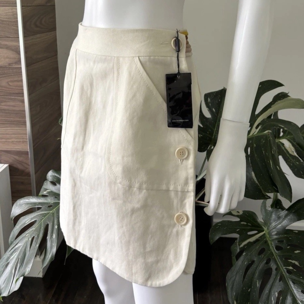 M by Missoni Cream Button-Accent A-Line Skirt